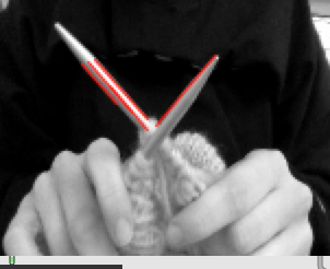 Black and white computer-vision tracking of knitting needle movement